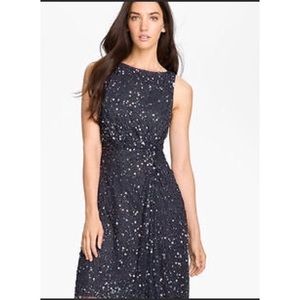 Patra Slate Blue Embellish Knot Front Mesh sequin Dress 10